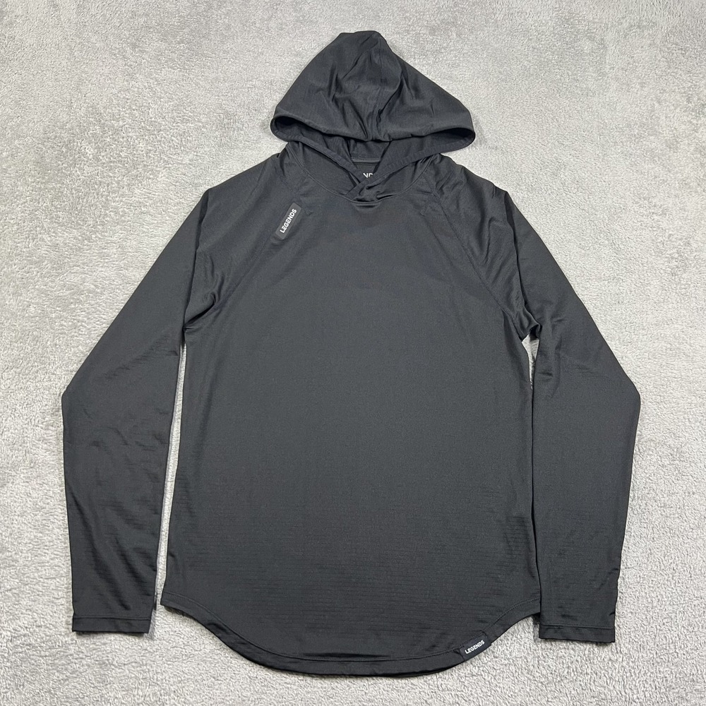 Legends Enzo Hooded Shirt Mens Small Long Sleeve Black Performance Athletic Gym